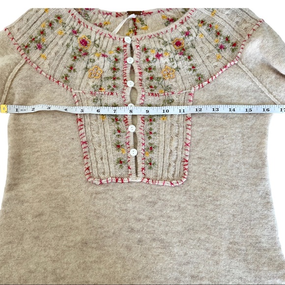 Free people wool blend embroidered floral sweater Small - Picture 7 of 13